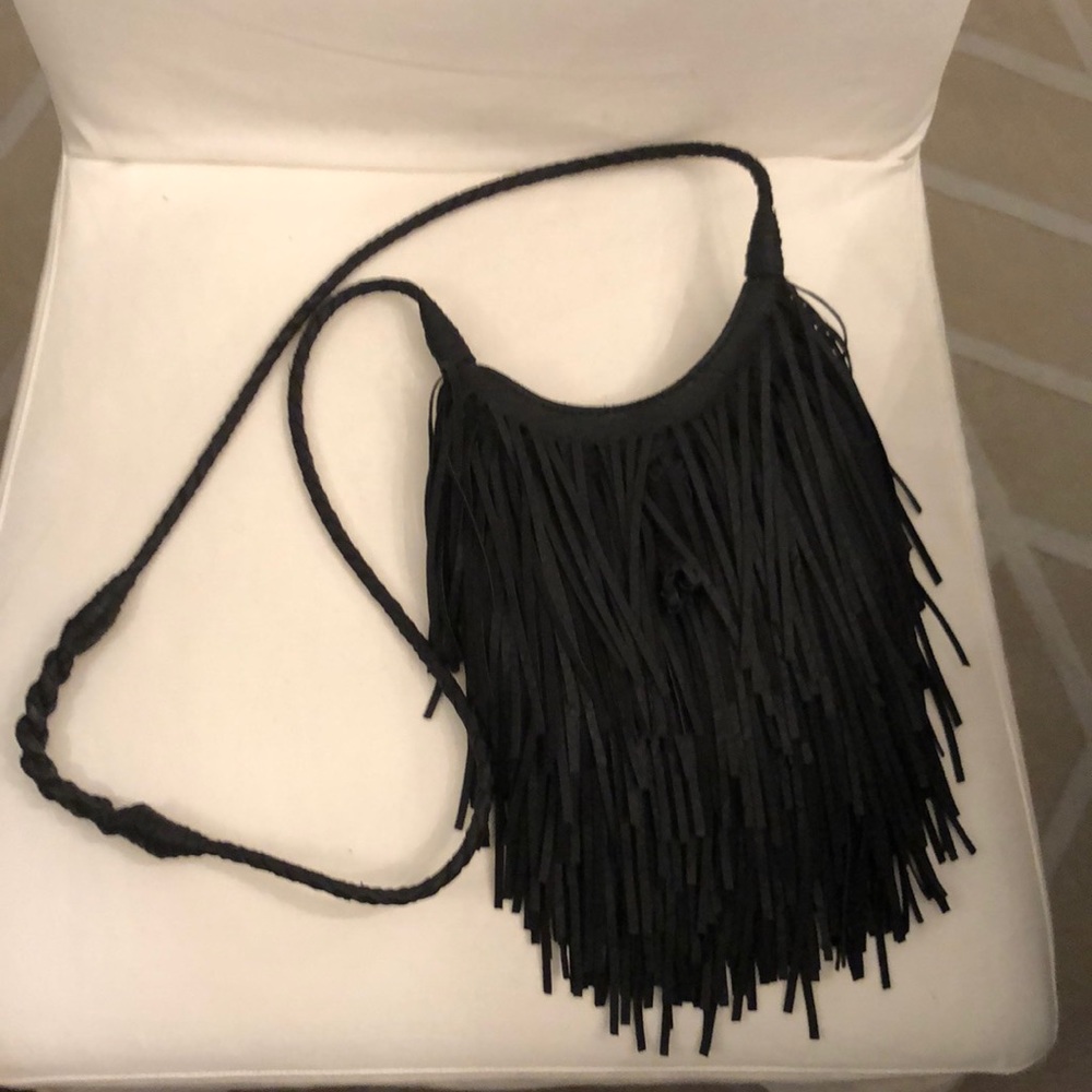 NWOT black fringe cross body bag